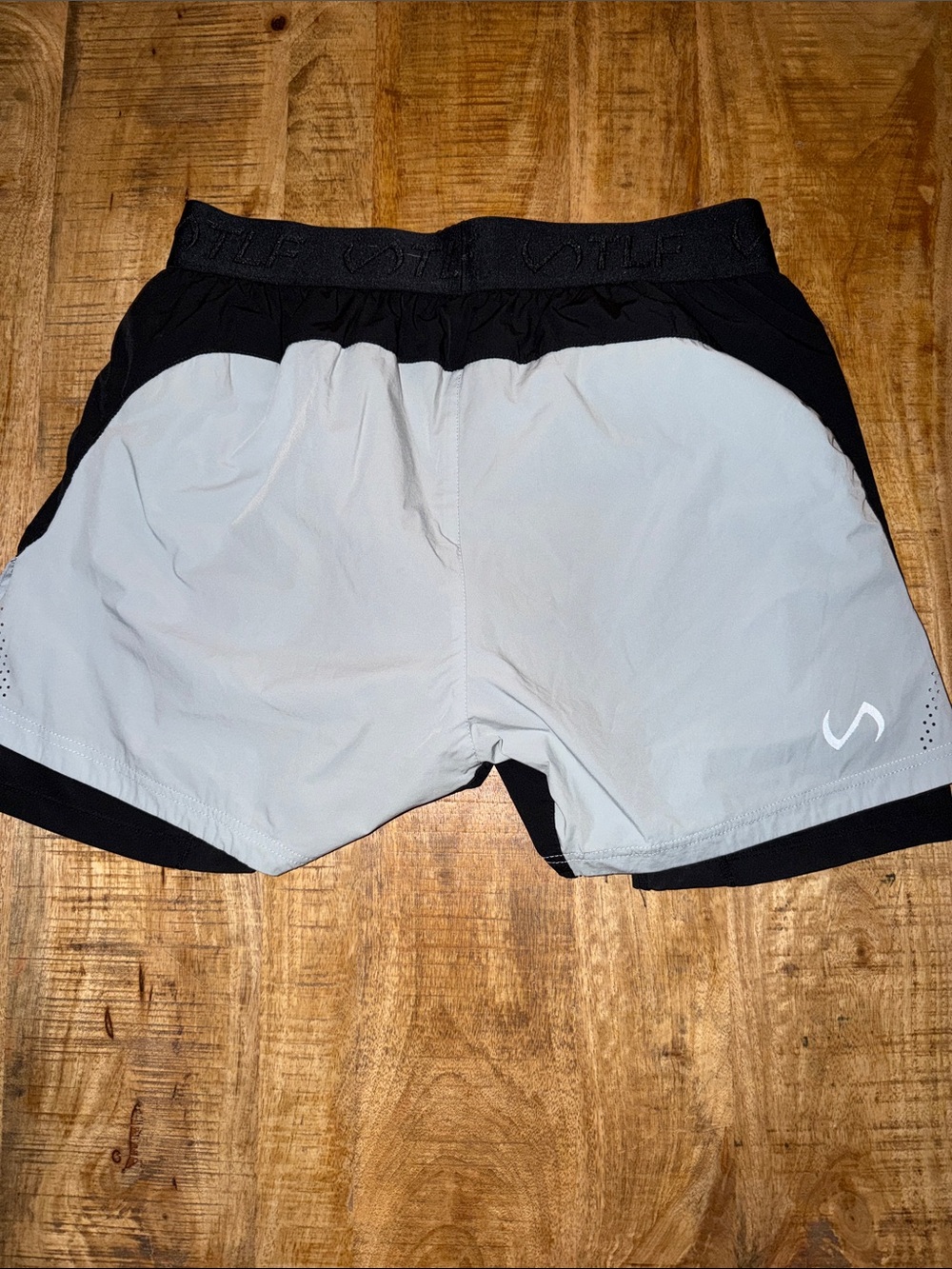 Men's Two-Tone Athletic Running Shorts in Black & White - Picture 3 of 7